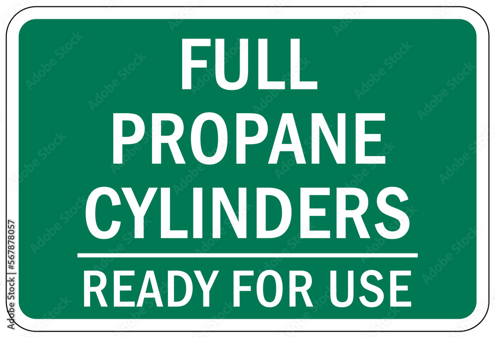 Fototapeta premium Propane warning chemical sign and labels full propane cylinders ready for use