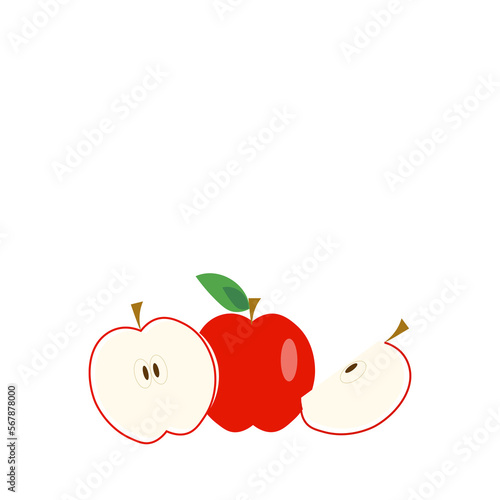 Red apple fruit isolated on a white background. Vector illustration with copy space. 