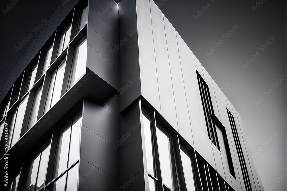 Building detail in modern style, with copy space on the left. Generative AI Building detail in modern style, with copy space on the left. Generative AI