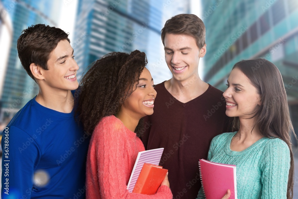 Happy group of young university students. Happy group of young university students.