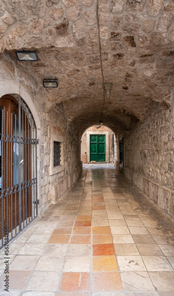 Covered Passage in Kotor Old Town in Montenegro