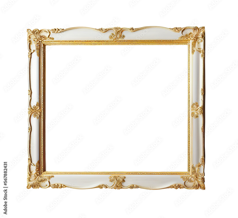 Ornate Empty Picture Frame - Transparent PNG Generative AI. Ornate Empty Picture Frame - Transparent PNG Generative AI.