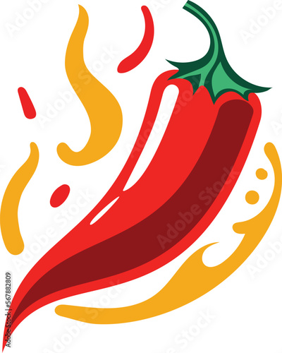 Hot chili pepper 2D vector icon, premade logo design
