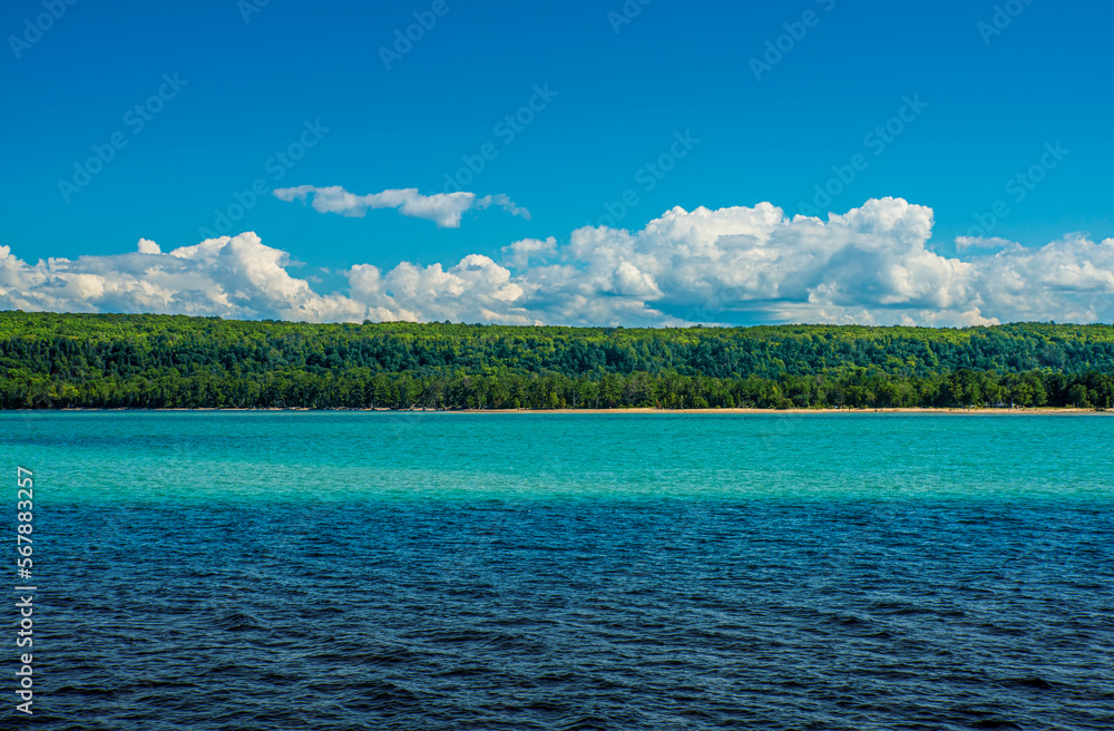 Tree LIned Lake Superioe shoreline Northern Michigan Scenery Tree LIned Lake Superioe shoreline Northern Michigan Scenery