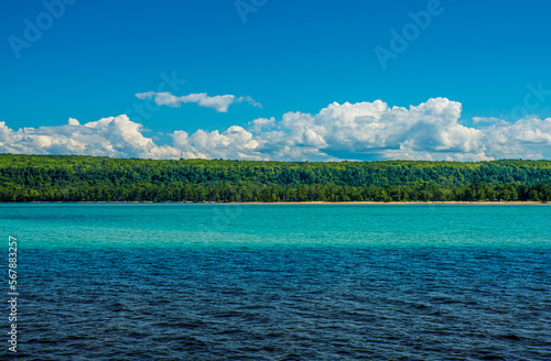 Tree LIned Lake Superioe shoreline Northern Michigan Scenery