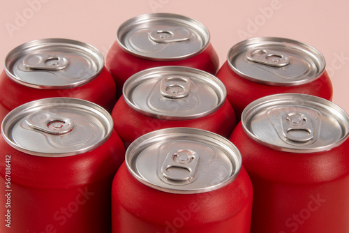 Cold red soda cans for conceptual use