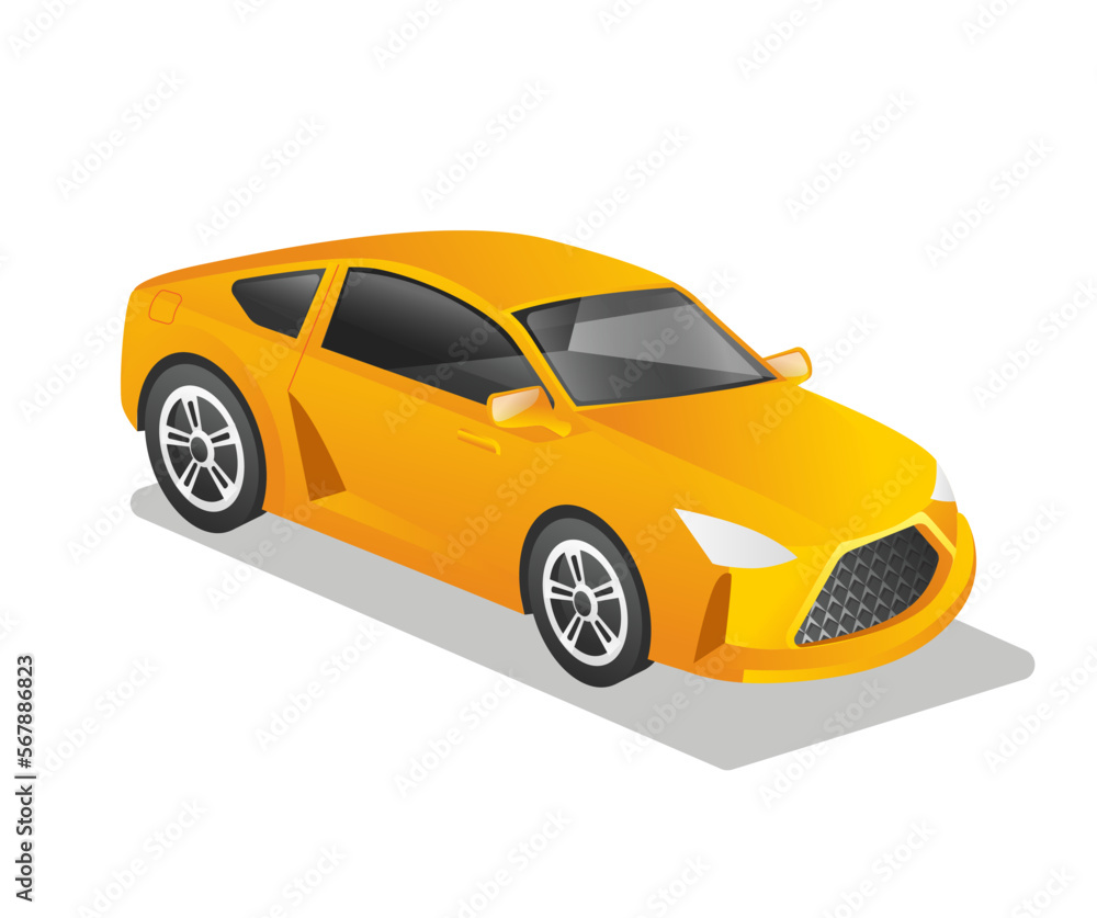 Isometric flat concept 3d illustration of luxury racing sports car model character