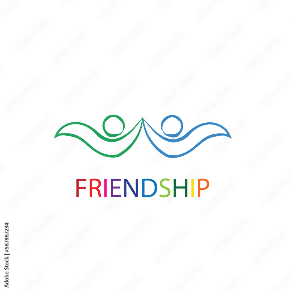 Happy friendship connection handshake busines men line art figures vector logo image design