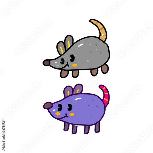 rat mouse doodle illustration isolated background