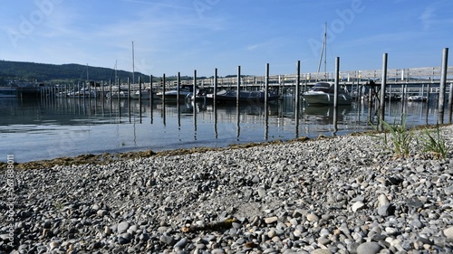 Bodenseeufer mit Bootsanleger in Gaienhofen am Bodensee photo