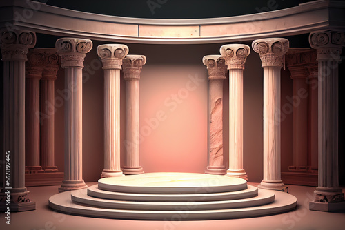 Generative AI: circular stage with stairs and columns