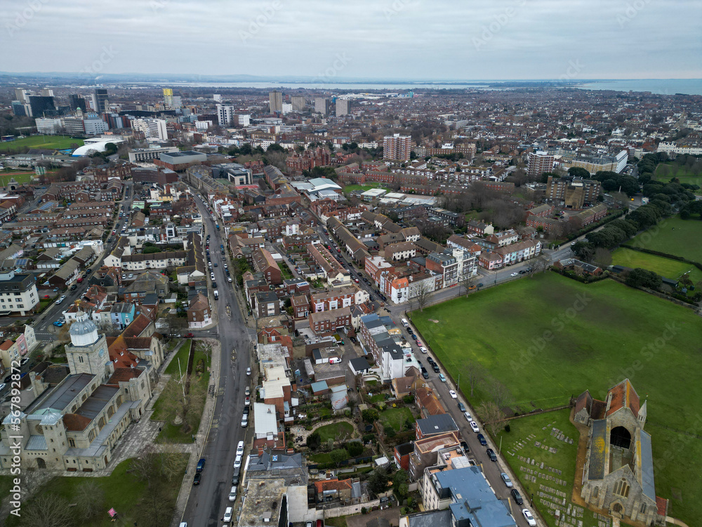 Fototapeta premium Portsmouth Aerial View, Shot with Mini 3 Pro