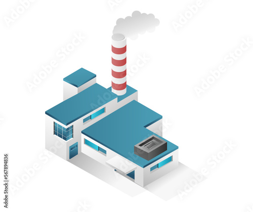3d isometric flat concept illustration view of oil and gas minimalist industrial factory