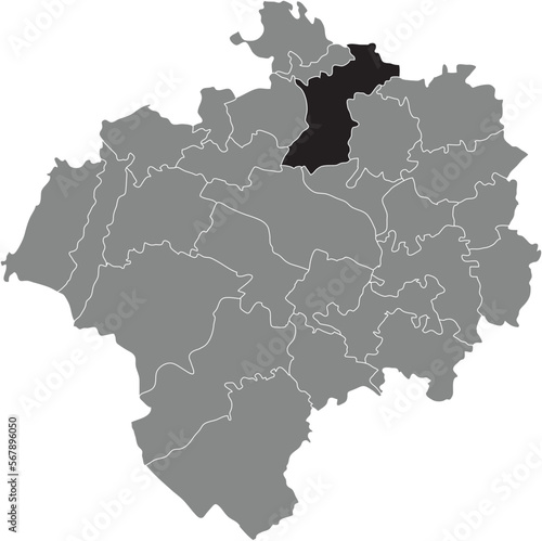 Black flat blank highlighted location map of the KL  T DISTRICT inside gray administrative map of DETMOLD  Germany