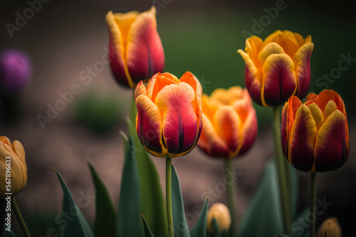 colorful tulip field  Generative AI