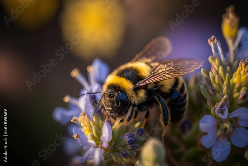 a bumble bee on a flower, Generative AI © fotogestoeber