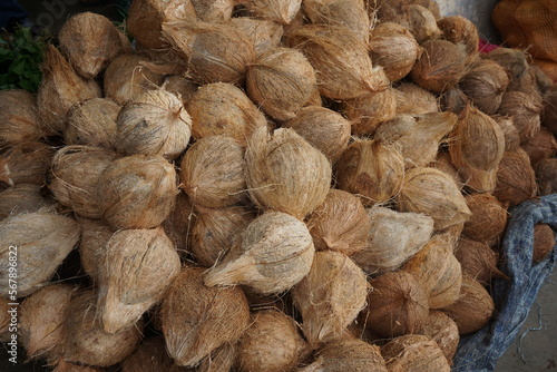 coconuts sold in traditional market