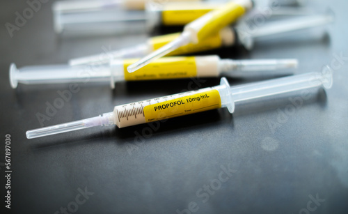 Fentanyl and Propofol Narcotic pandemic drug abuse with needles 