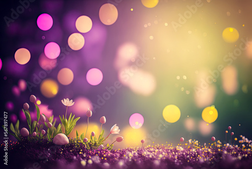 Spring flowers, soft bokeh background. Generative AI