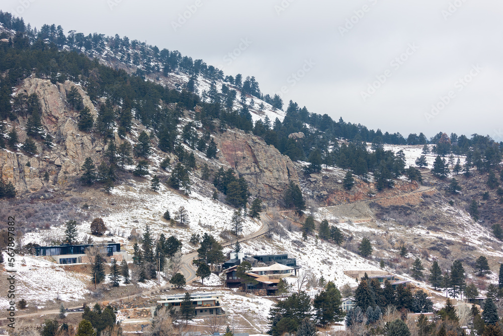 Boulder Colorado Flagstaff Mountain Road, Winter February 2023