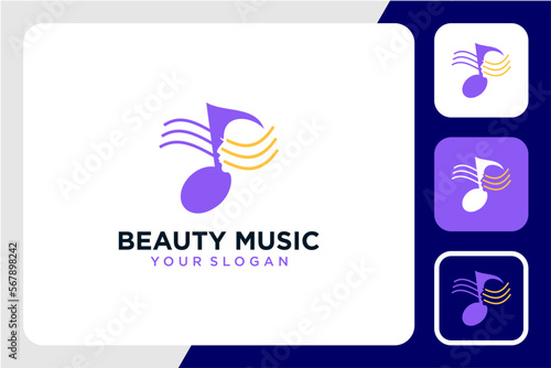 music logo design with beauty and note
