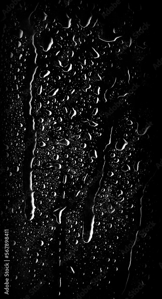 Black wet background, Raindrops for overlaying on window. Royalty high