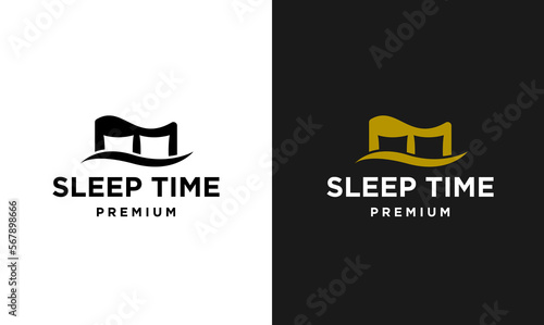 Bed Design icon modern vintage letter template logo