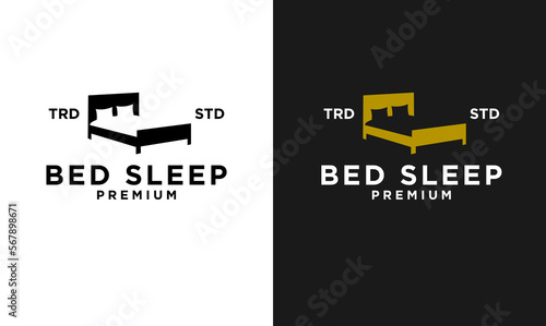 Bed Design icon modern vintage letter template logo