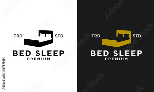 Bed Design icon modern vintage letter template logo