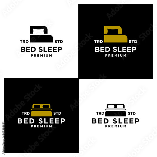 Bed Design icon modern vintage letter template set collection logo
