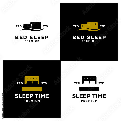 Bed Design icon modern vintage letter template set collection logo