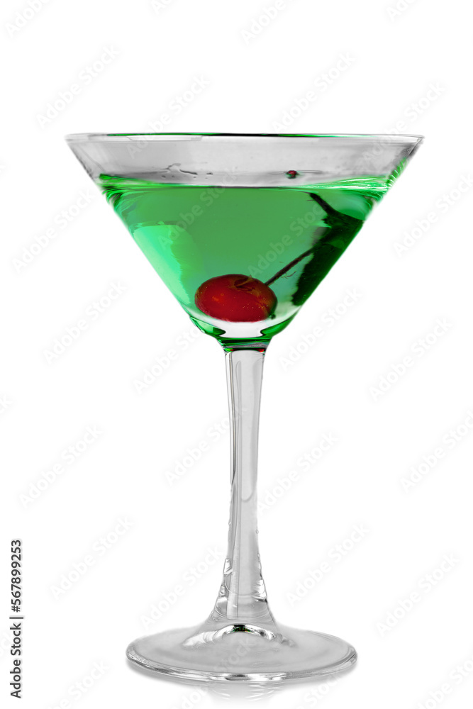 Green Cocktail with Cherry