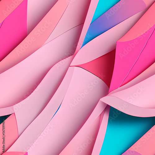 Seamless pink folded paper pattern, repeating tile, Generative AI