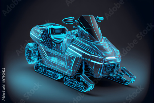 Hologram of snowmobile created with generative AI technology
