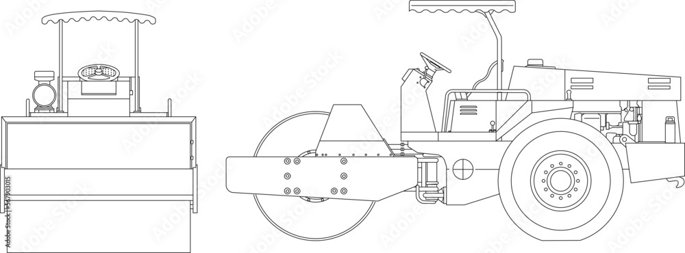 Vector illustration sketch of a farm implement tractor