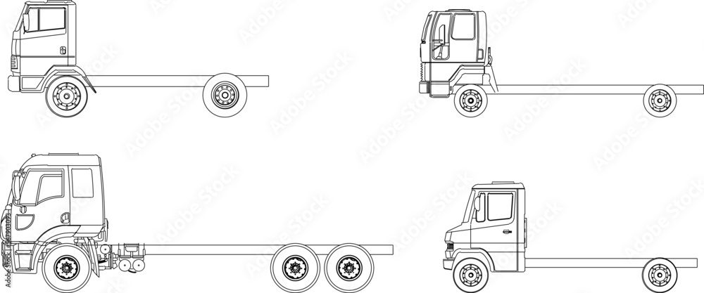 Vector sketch illustration of tow trucks collection Vector sketch illustration of tow trucks collection