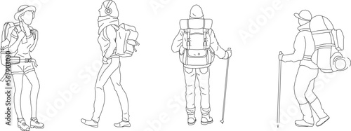 Vector illustration sketch of a mountain climber adventurous traveler