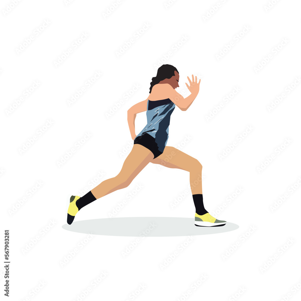 Women running, jogging, workout flat people character illustration