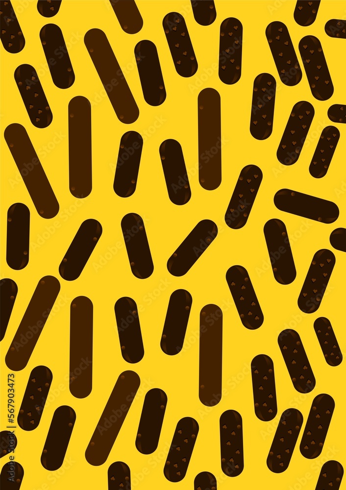The background image uses alternate shapes to form an image on the yellow background.