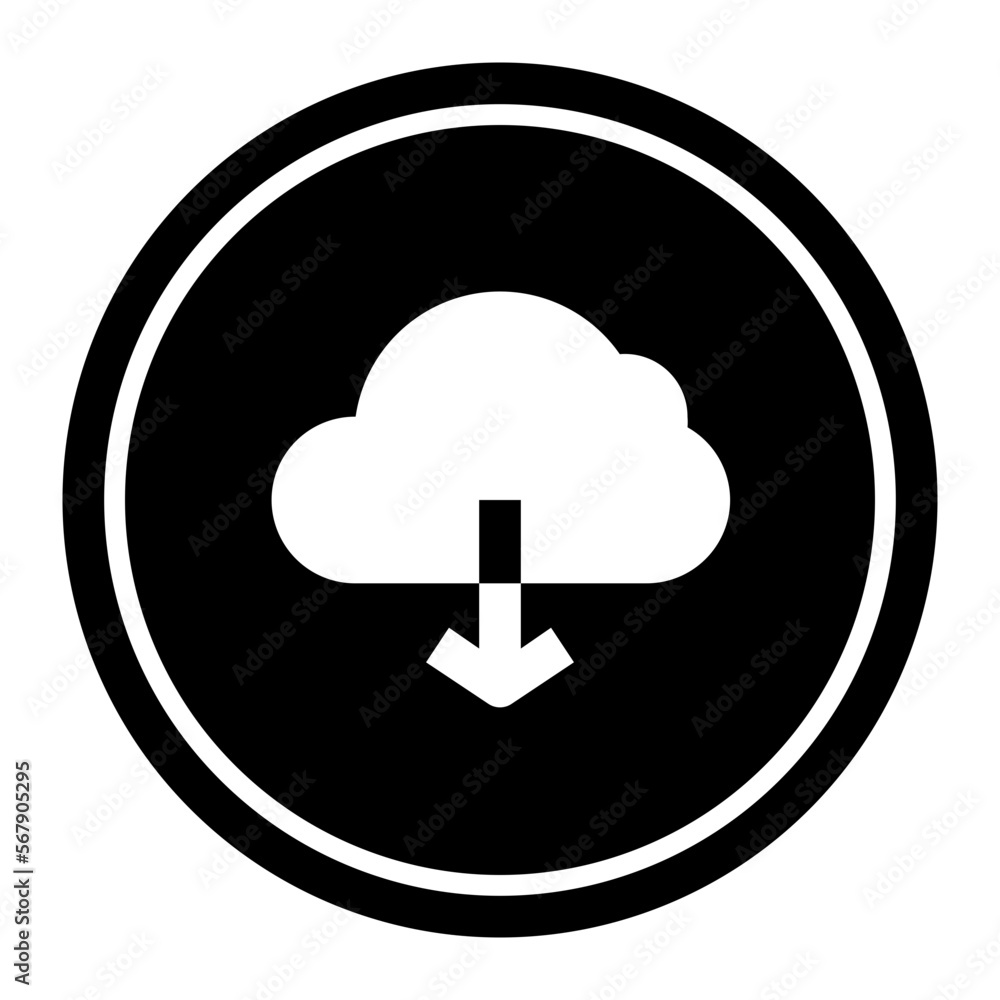 Obraz premium Cloud Down Circular line icon