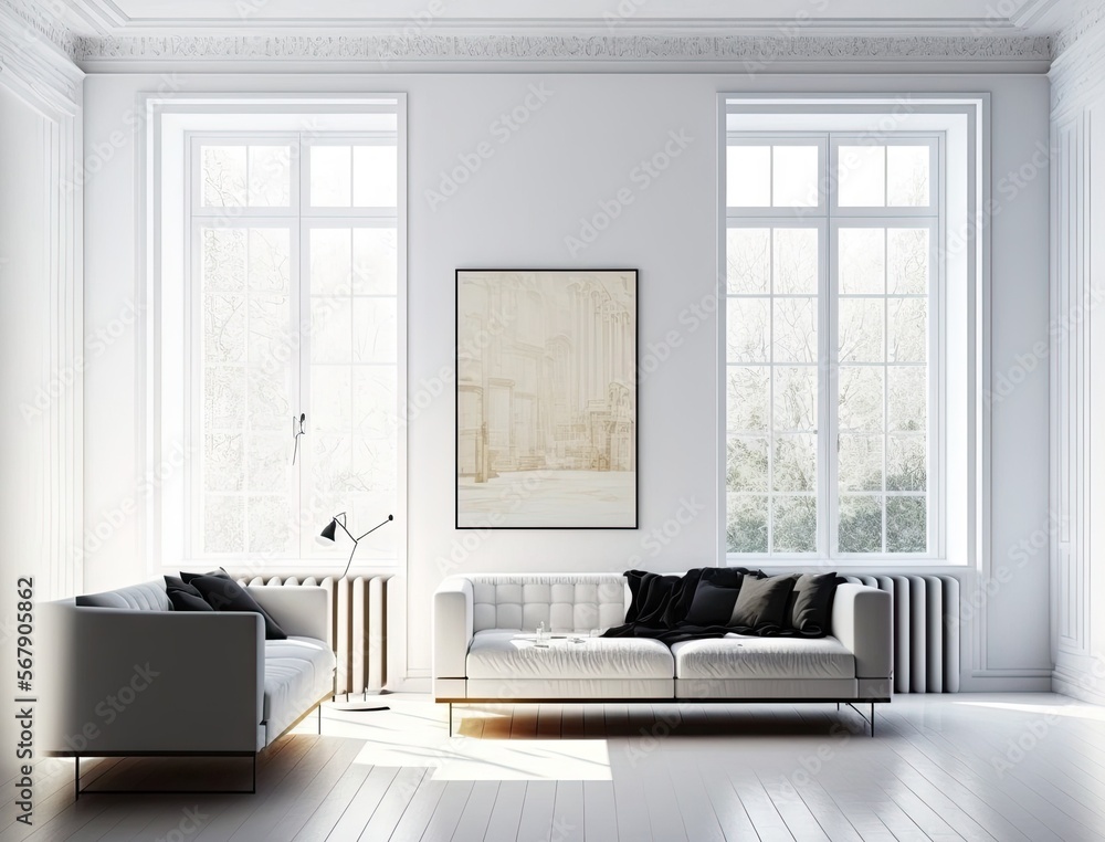 Computer generated image of contemporary bright interiors. Generative AI Computer generated image of contemporary bright interiors. Generative AI