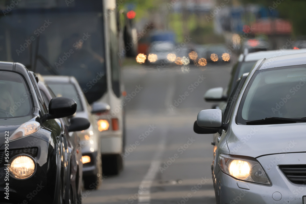 cars on the road in the city view traffic urban background