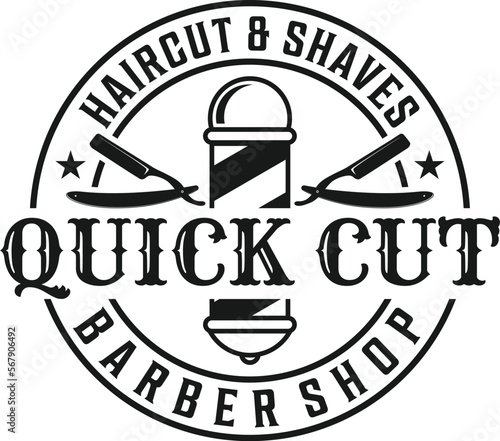 barbershop logo vintage retro classic haircut black vector illustration