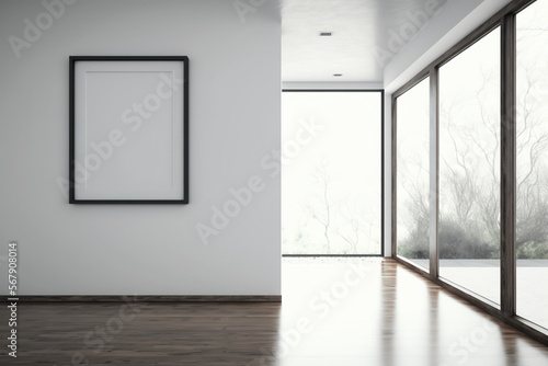 Empty Picture Frame in Modern House  White Wall in Empty House  Clean  Simple  Photo Mockup  Art Mockup  Digital Download