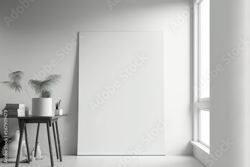 White interior wallpaper that is blank with a corner mock up. Side view of an empty decorating paper film for sticky wallpapering. For use as a space design template, use a clear canvas or sheet photo