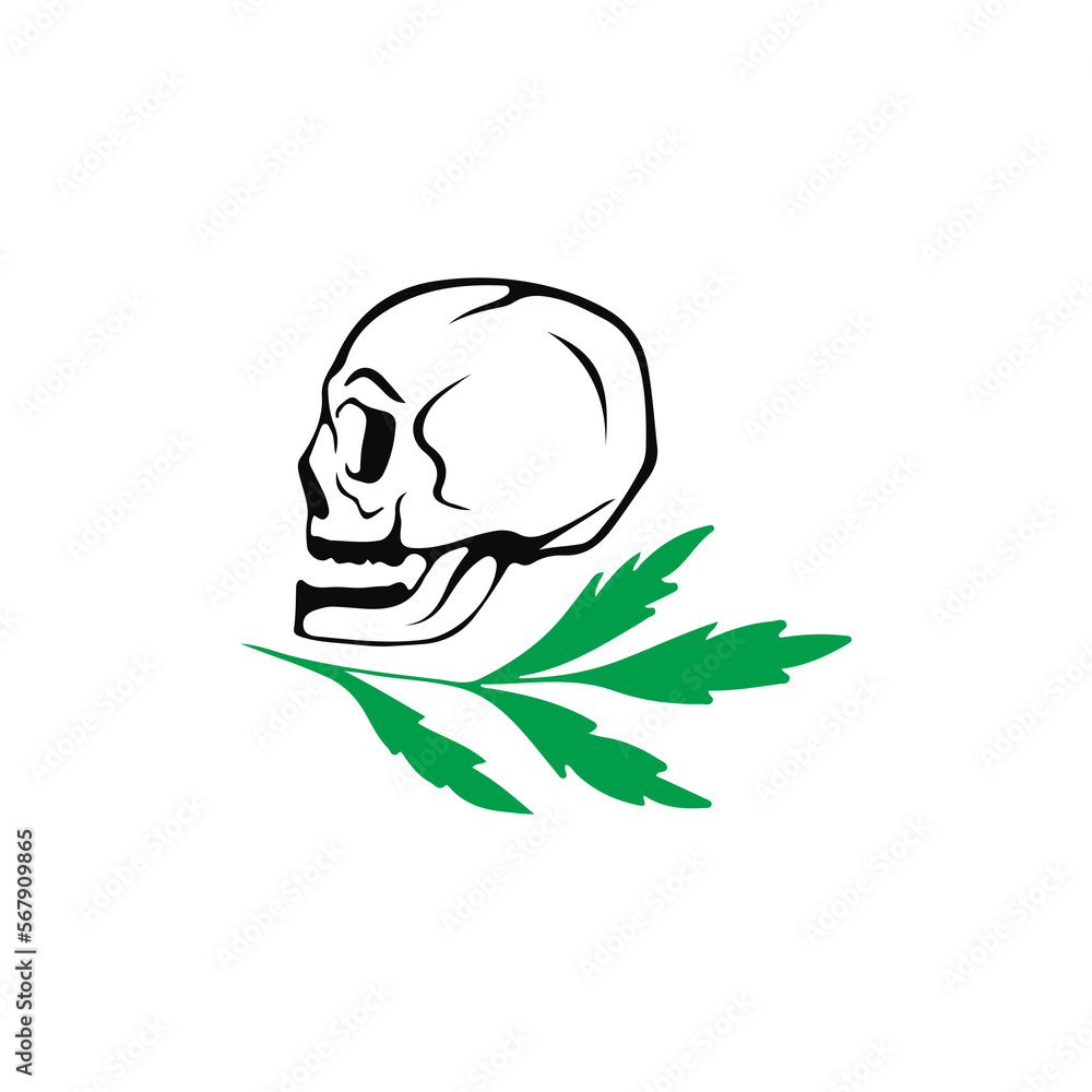 vector illustration of a skull and leaves vector illustration of a skull and leaves