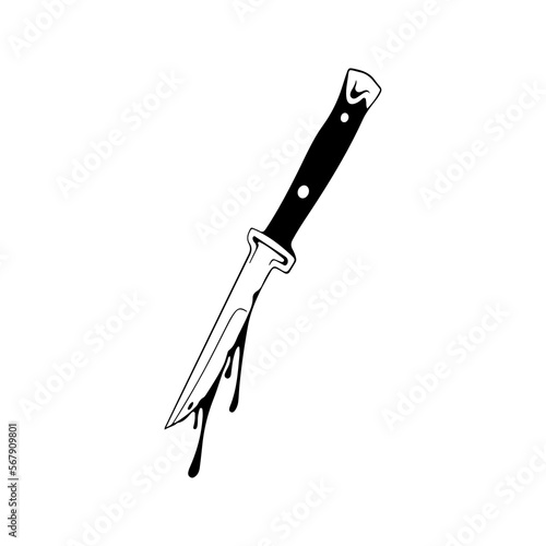 vector illustration of knife with blood