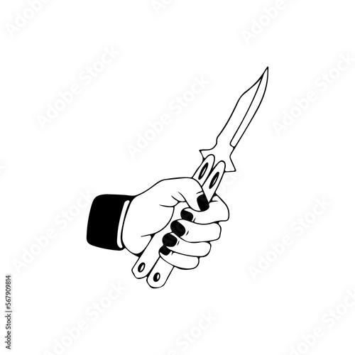 vector illustration of a hand holding a knife
