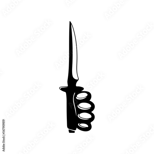 vector illustration of a knife with a brass knuckle
