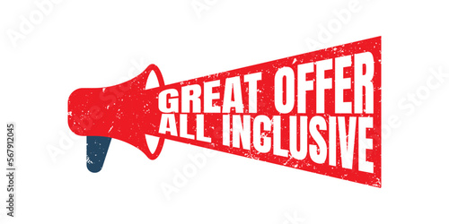 Mgaphone All inclusive grunge rubber stamps, vector illustration